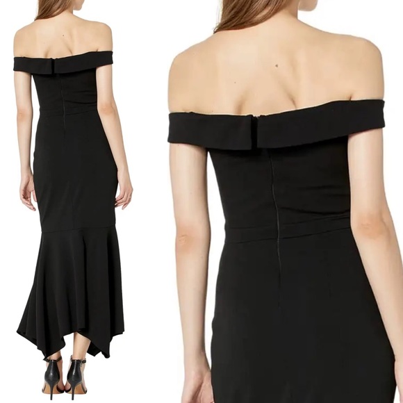 Xscape Gown Asymmetric Off the Shoulder Handkerchief Hem
Dress in black Size 8 - Picture 5 of 8